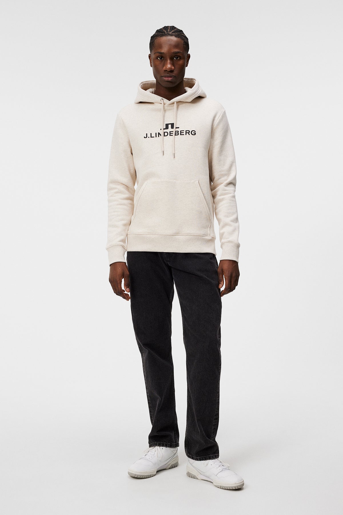 Alpha Hood in Beige Melange by J.Lindeberg