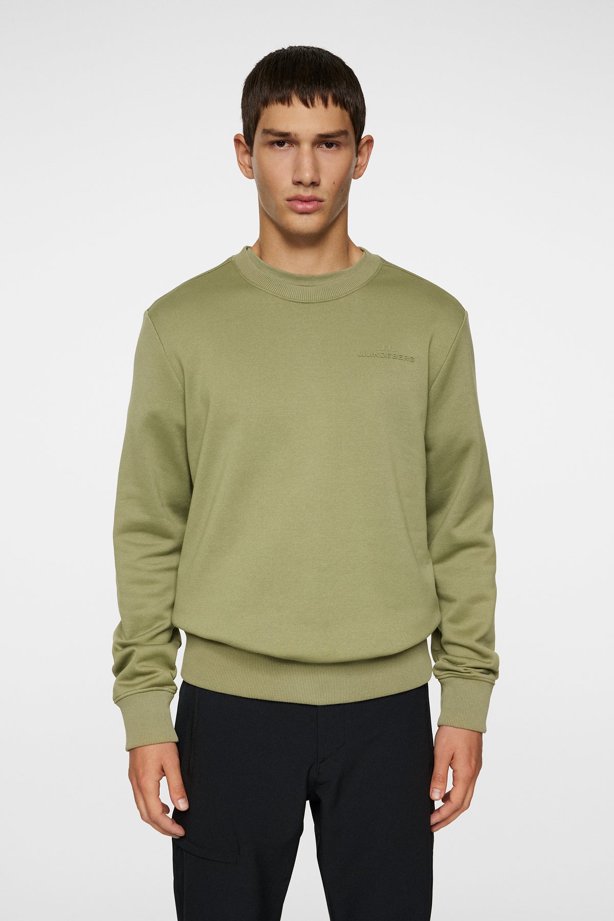 Alpha Crew Neck in Oil Green by J.Lindeberg