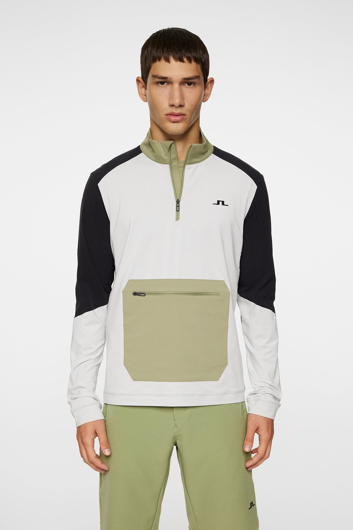 Matias Zip Mid Layer in Light Grey Melange by J.Lindeberg