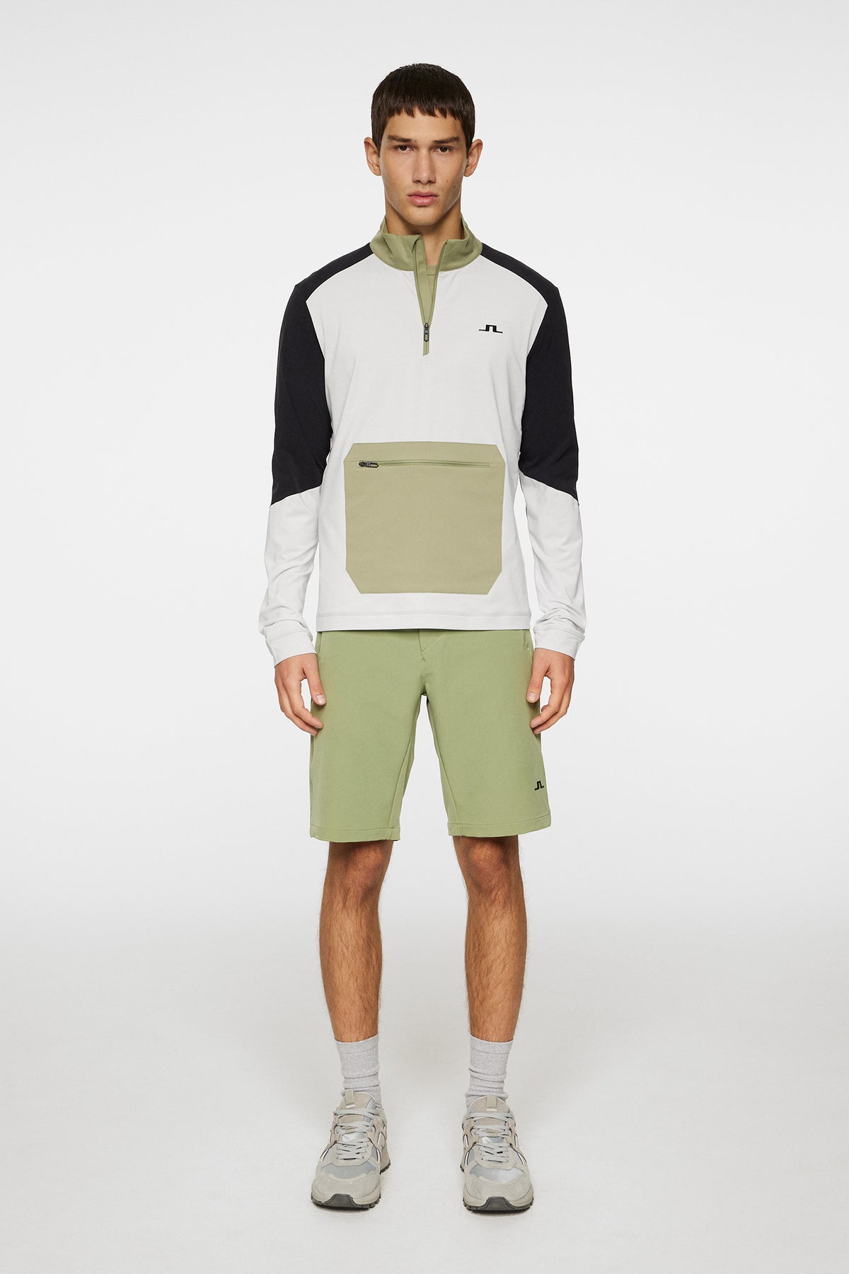 Matias Zip Mid Layer in Light Grey Melange by J.Lindeberg