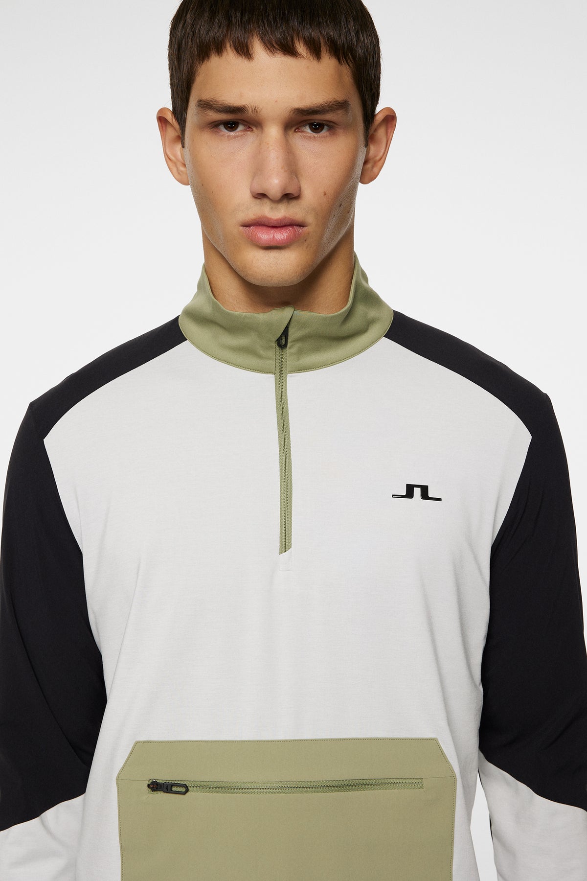Matias Zip Mid Layer in Light Grey Melange by J.Lindeberg