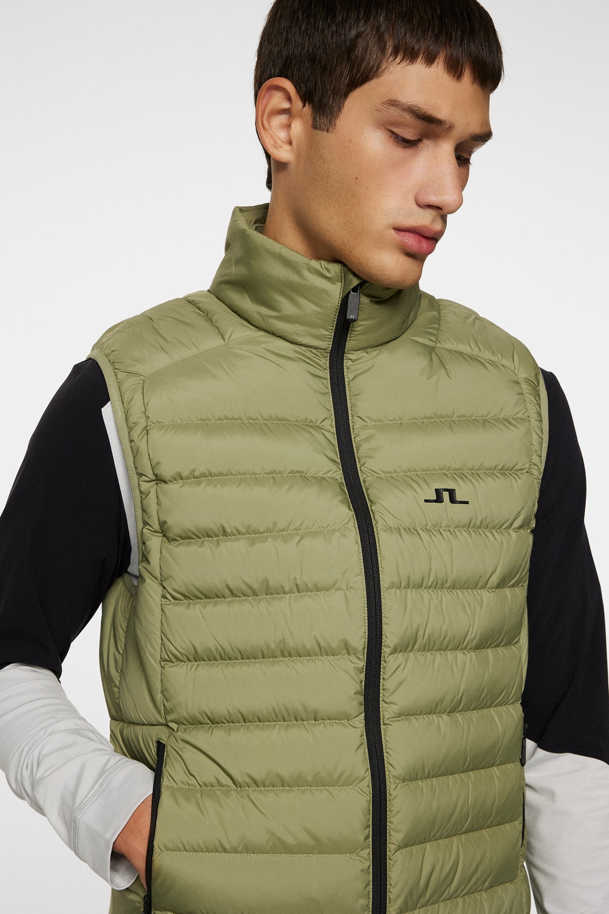 Oden Light Down Vest in Oil Green by J.Lindeberg