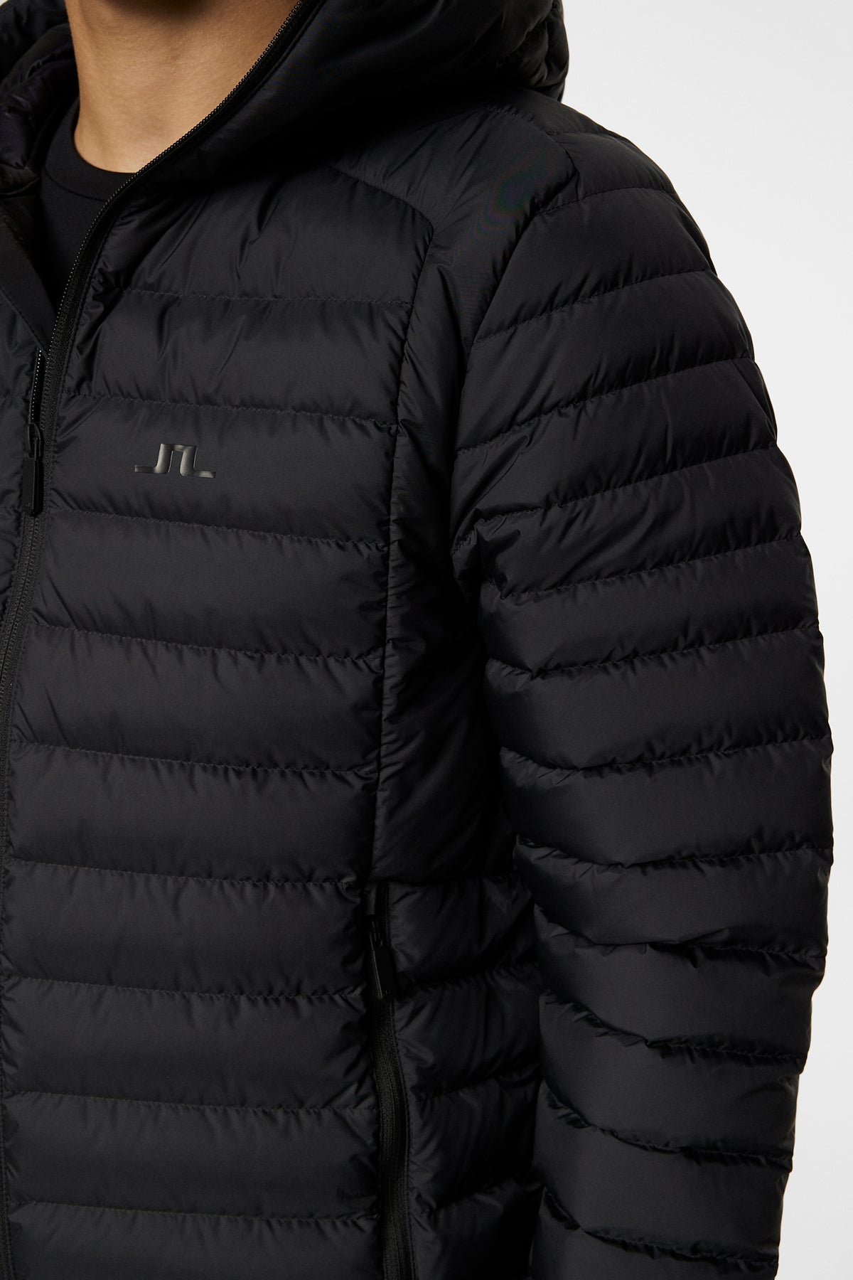 Oden Light Down Hood in Black by J.Lindeberg