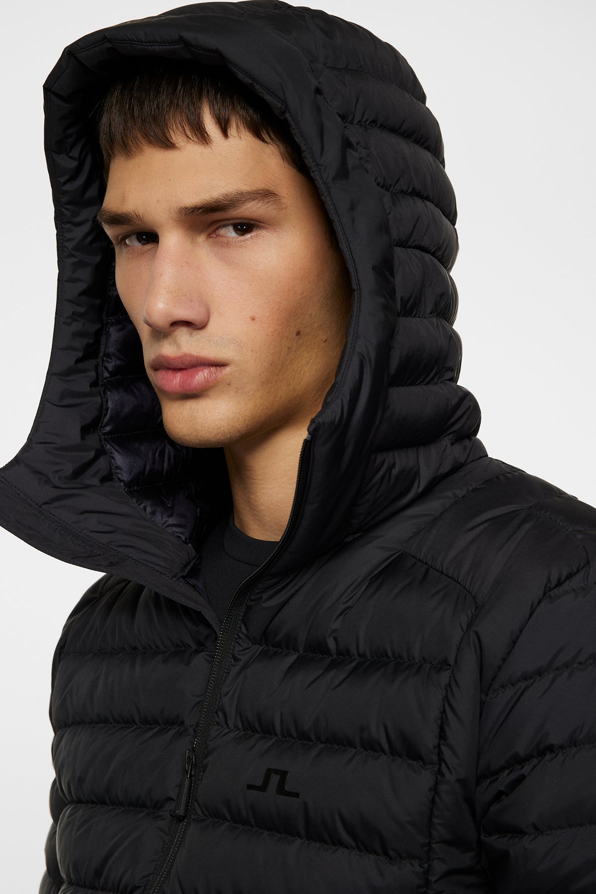 Oden Light Down Hood in Black by J.Lindeberg