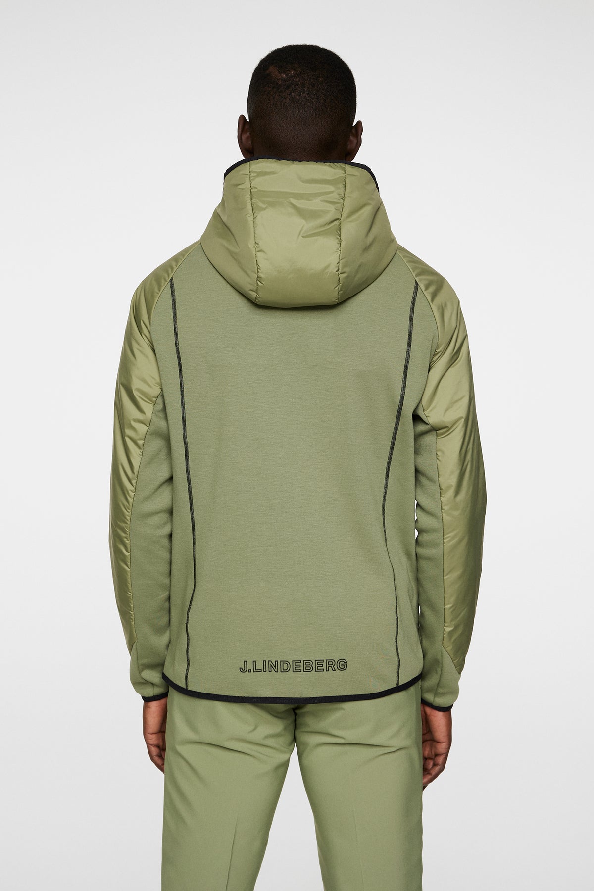 Scott Hybrid Hood in Oil Green by J.Lindeberg