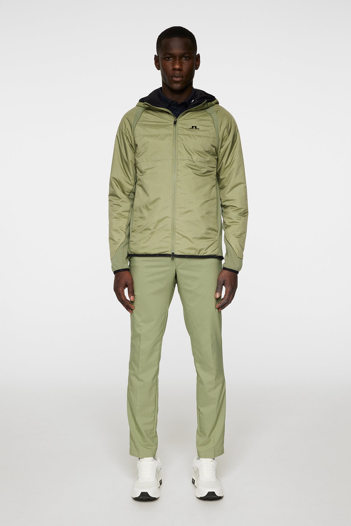 Scott Hybrid Hood in Oil Green by J.Lindeberg