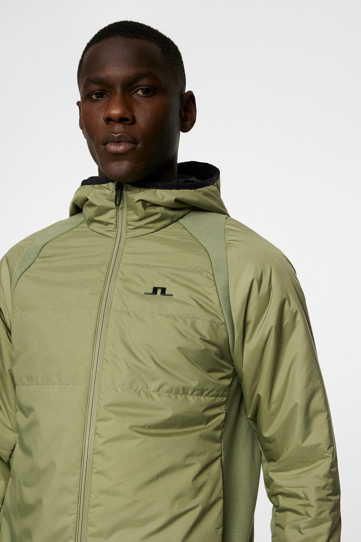 Scott Hybrid Hood in Oil Green by J.Lindeberg