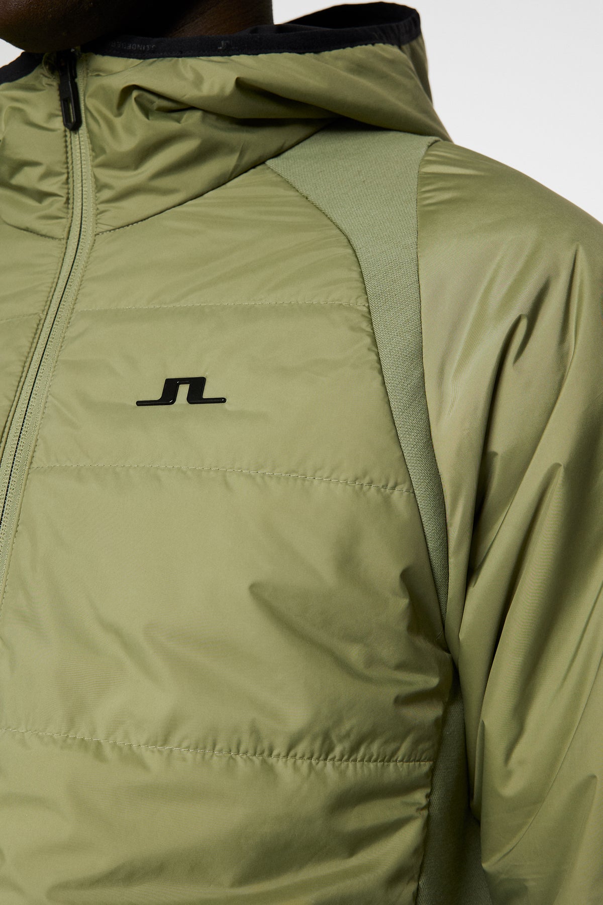 Scott Hybrid Hood in Oil Green by J.Lindeberg
