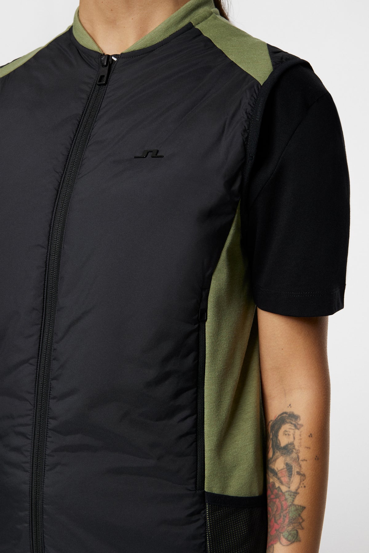 Sanaa Hybrid Vest in Oil Green by J.Lindeberg