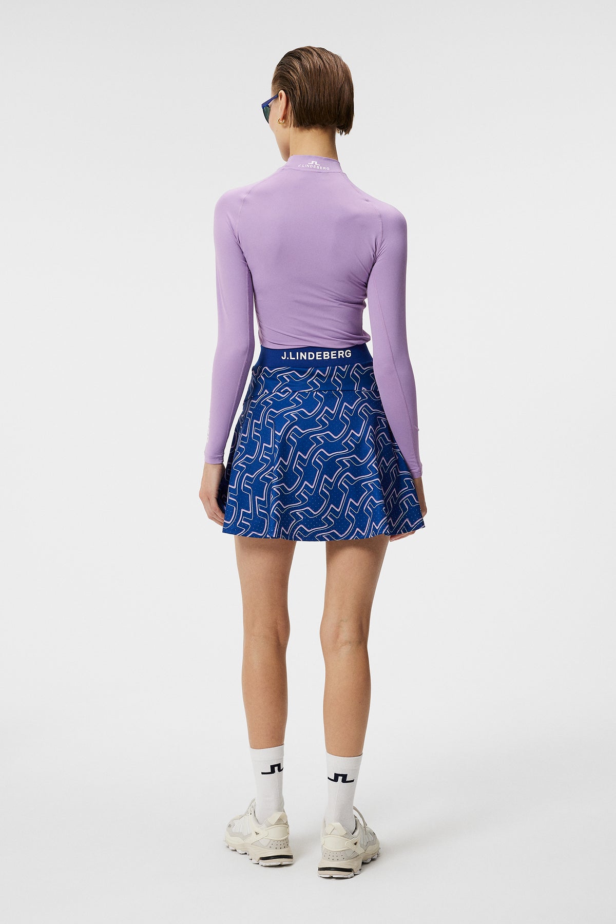 Jane Print Skirt in Outline Bridge Wave Blue by J.Lindeberg