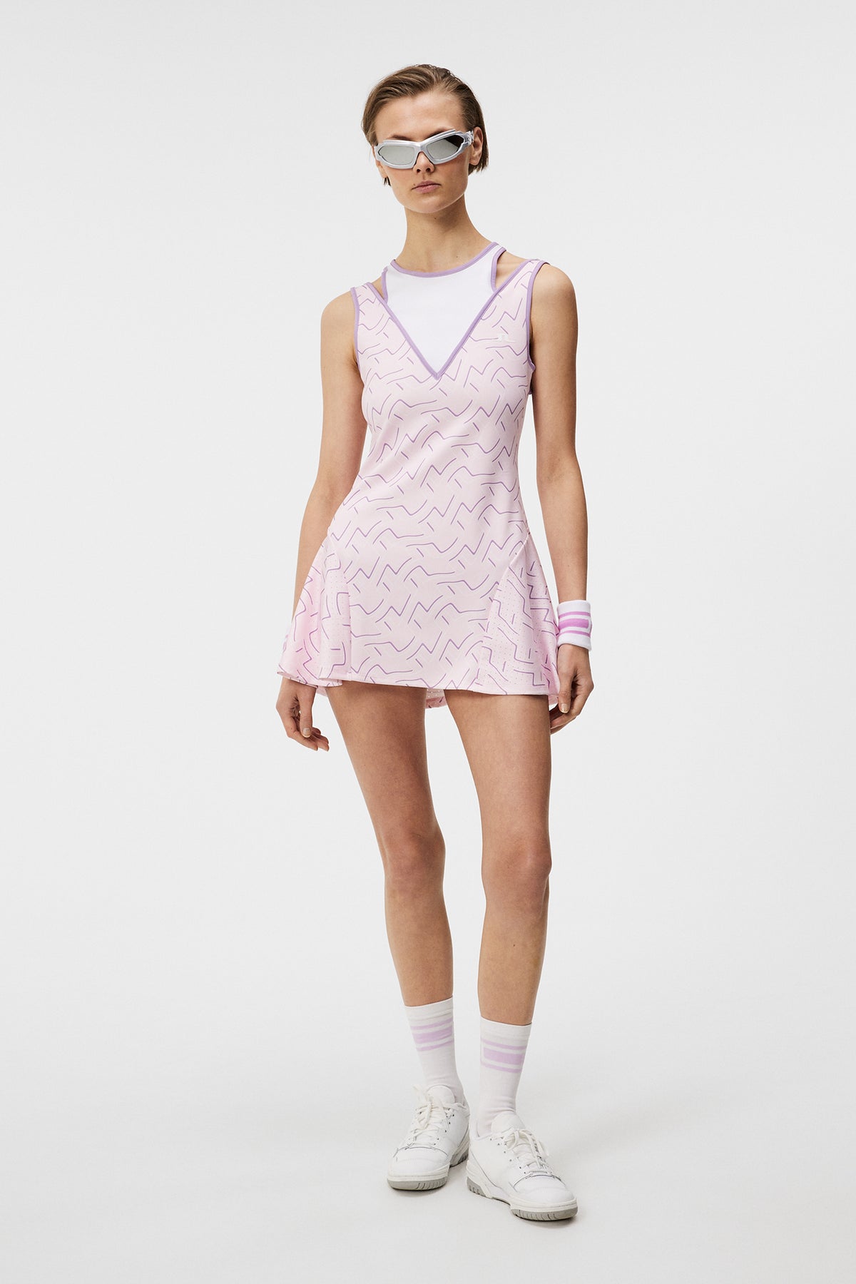 Matilda Print Dress in Outline Bridge Wave Pink by J.Lindeberg