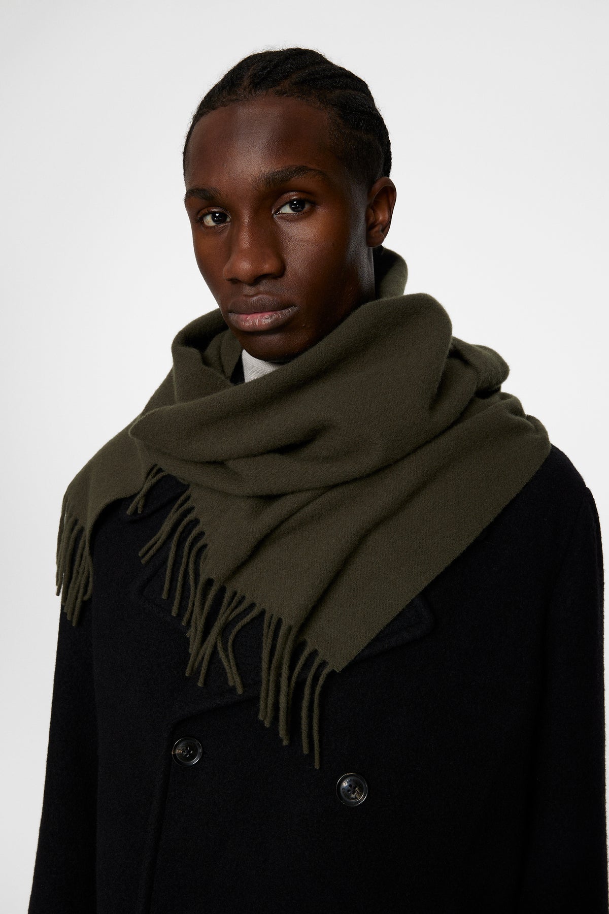 Champ Solid Wool Scarf in Forest Green by J.Lindeberg