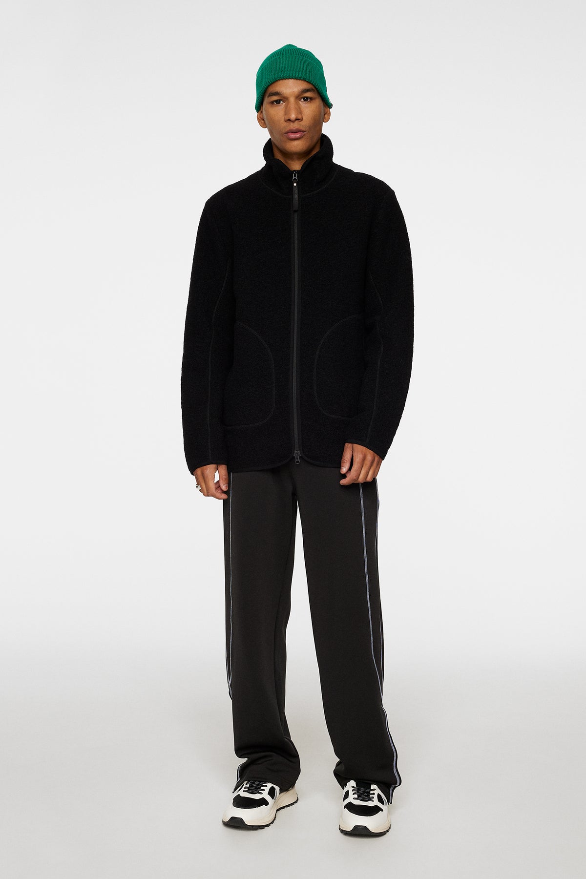 Dustin Wool Fleece Jacket in Black by J.Lindeberg