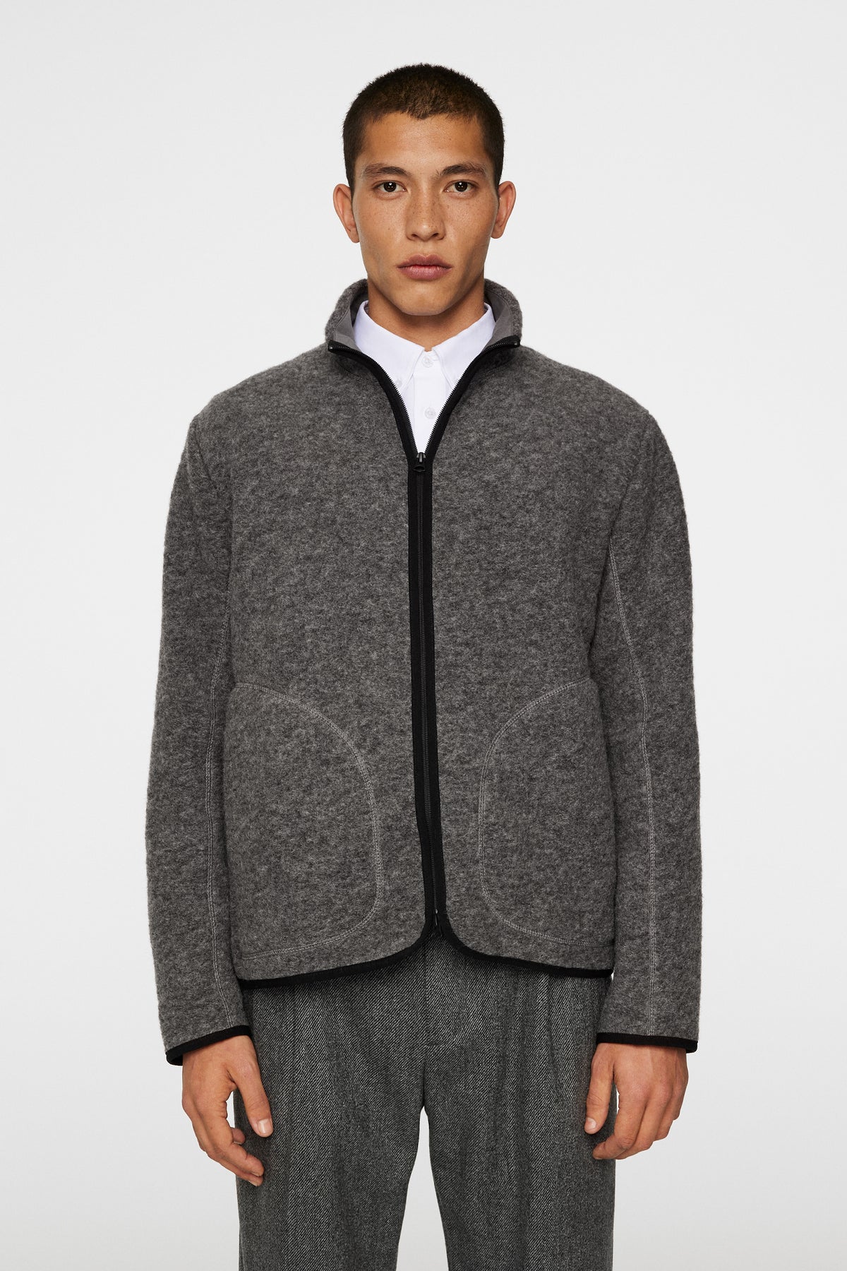 Dustin Wool Fleece Jacket in Light Grey Melange by J.Lindeberg
