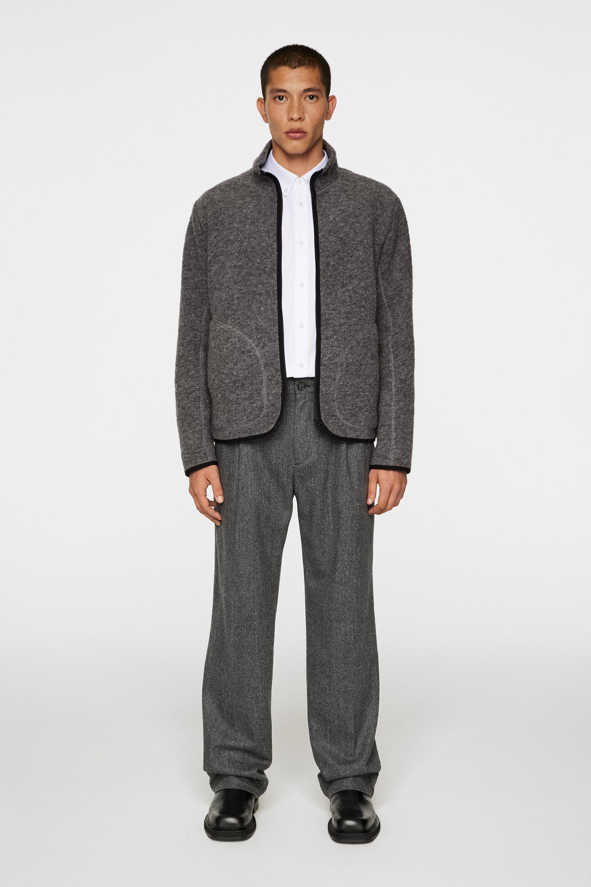 Dustin Wool Fleece Jacket in Light Grey Melange by J.Lindeberg