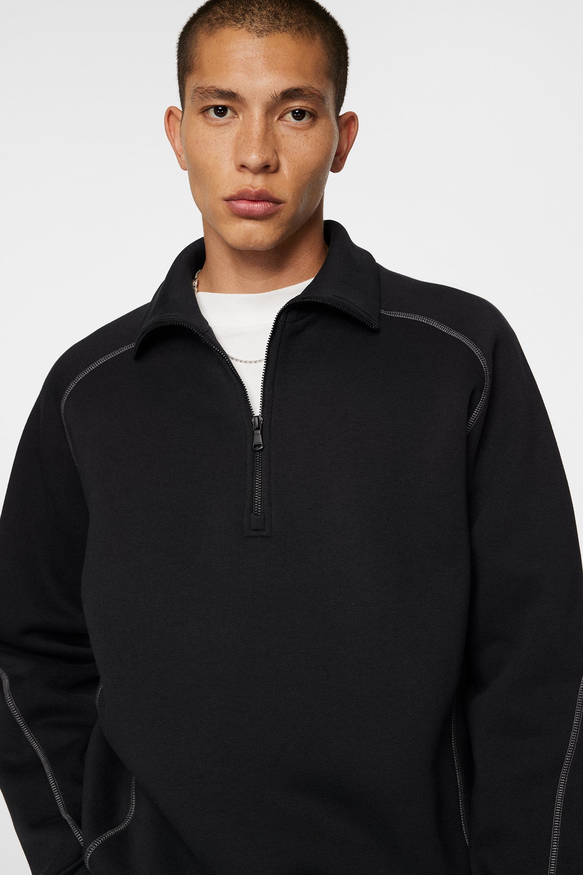 Canter Quarter Zip Sweat in Black by J.Lindeberg