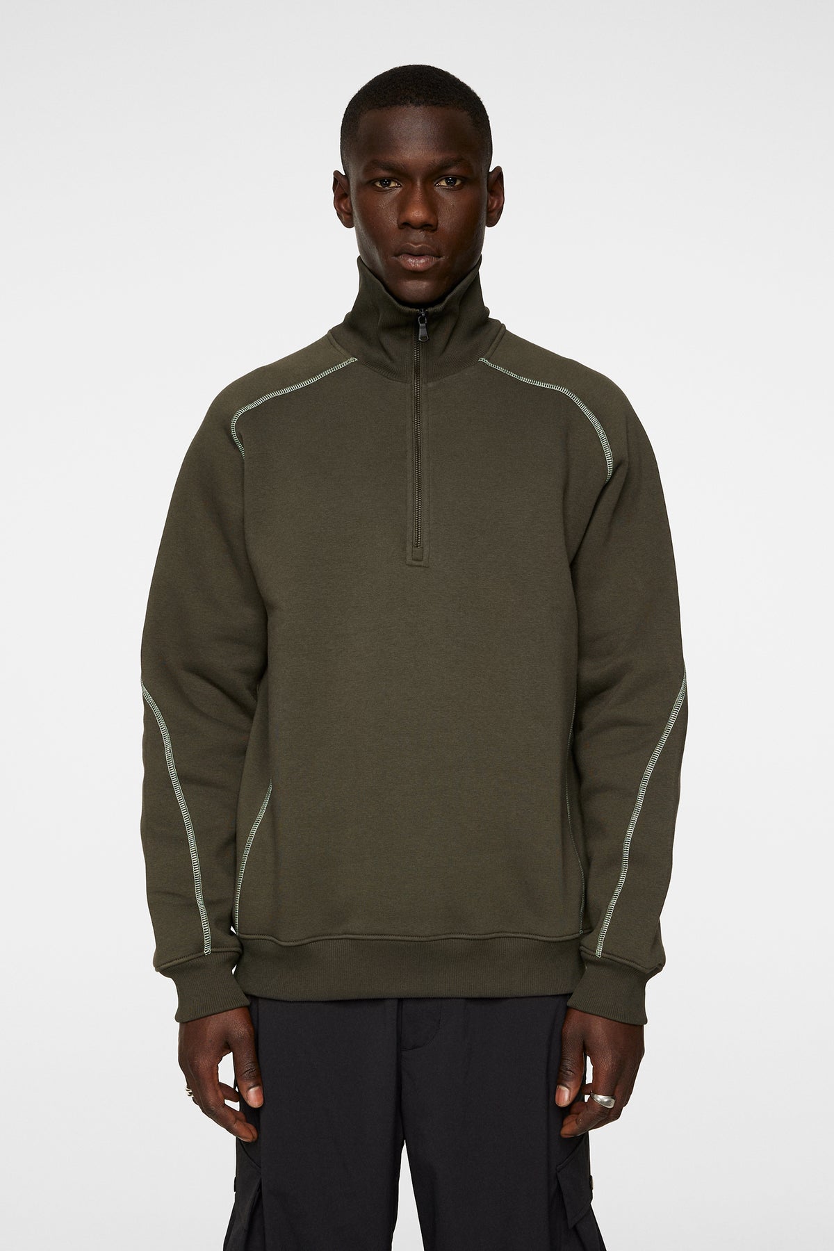 Canter Quarter Zip Sweat in Forest Green by J.Lindeberg
