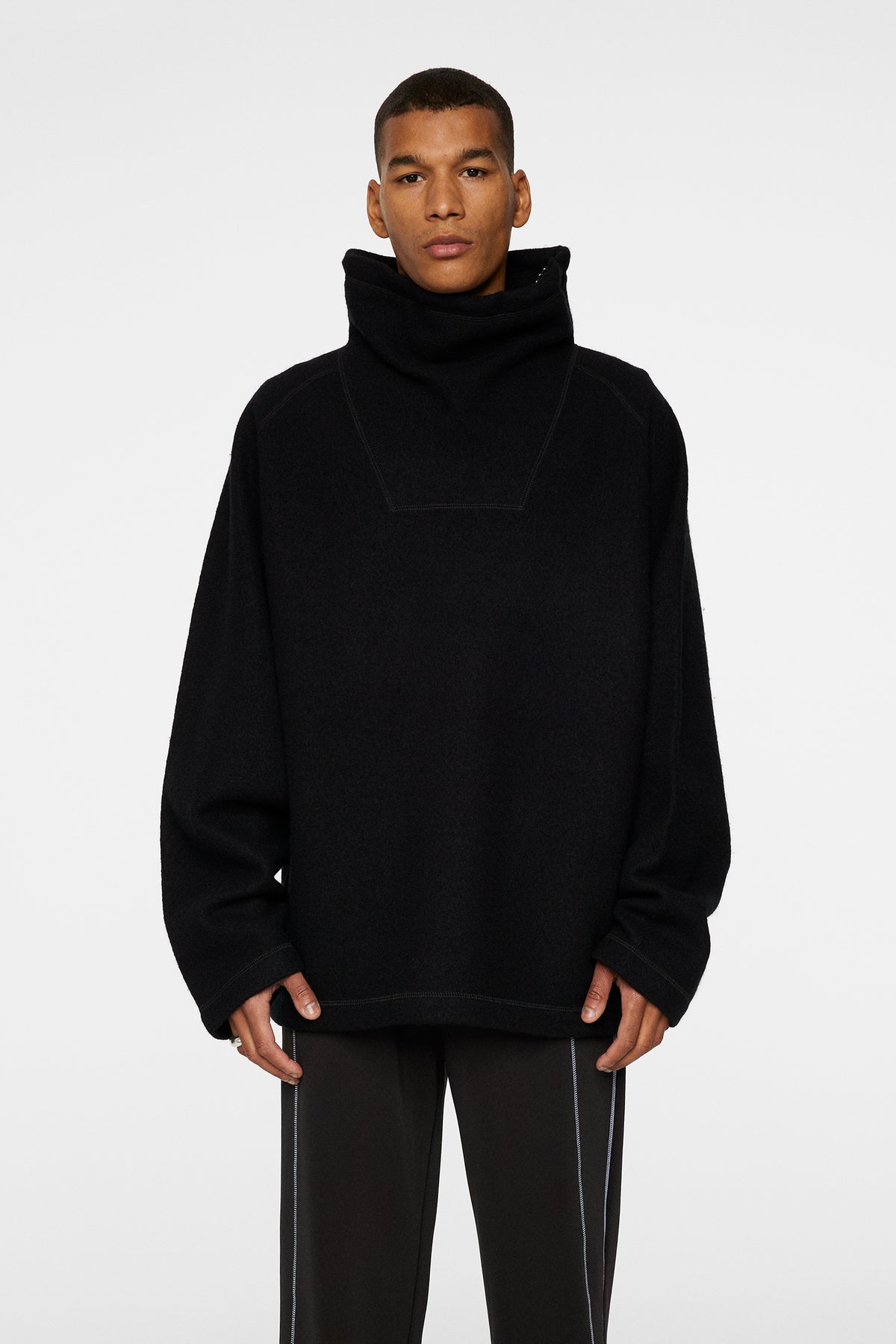 Armond Wool Anorak Sweater in Black by J.Lindeberg