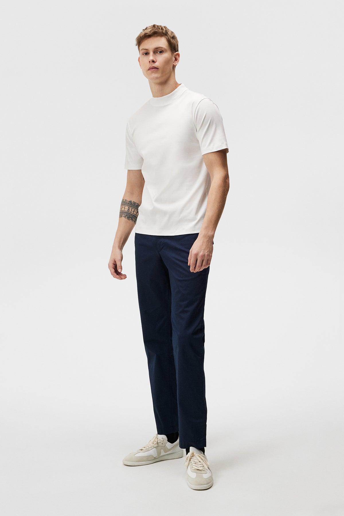 Ace Mock Neck T-shirt in White by J.Lindeberg