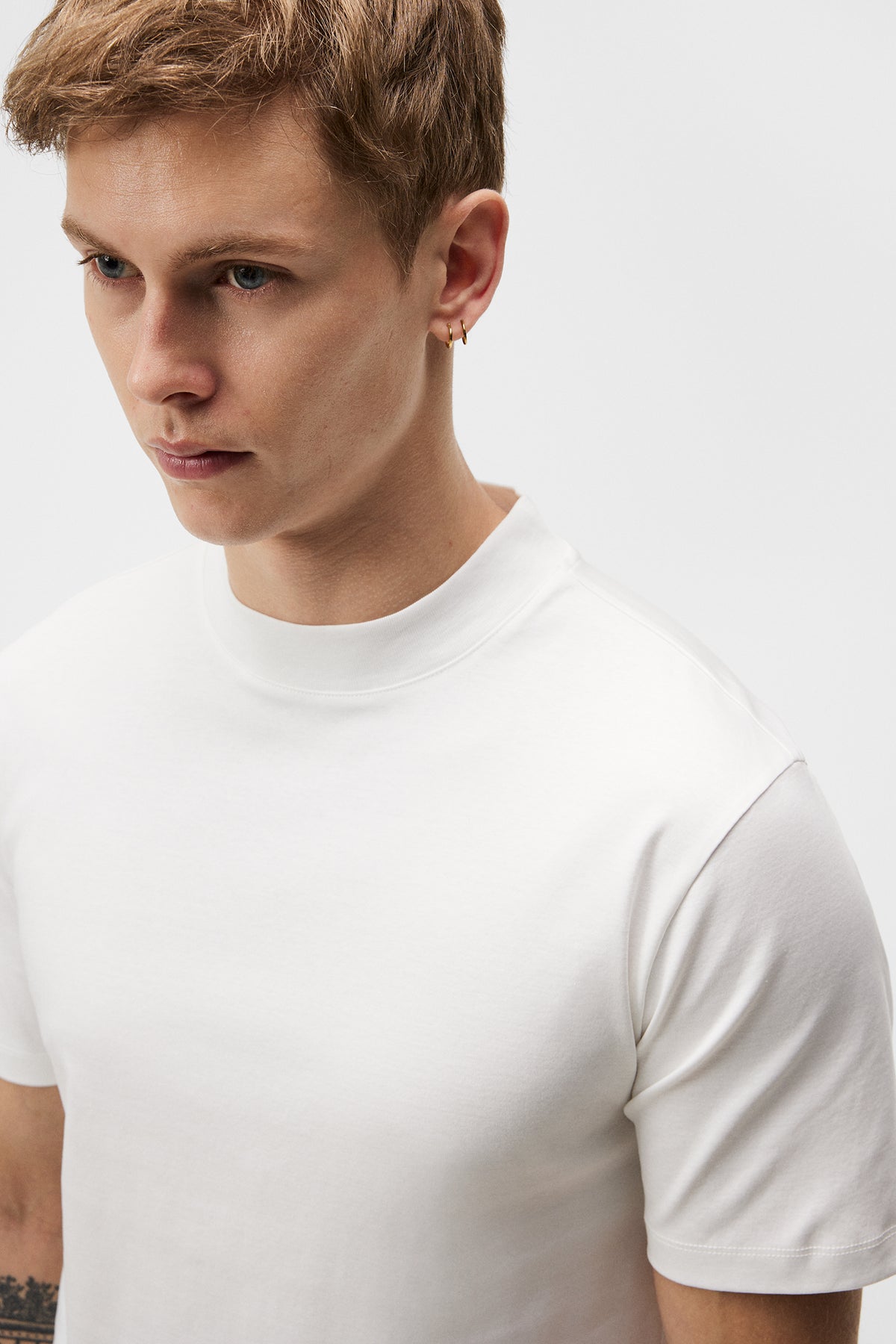 Ace Mock Neck T-shirt in White by J.Lindeberg