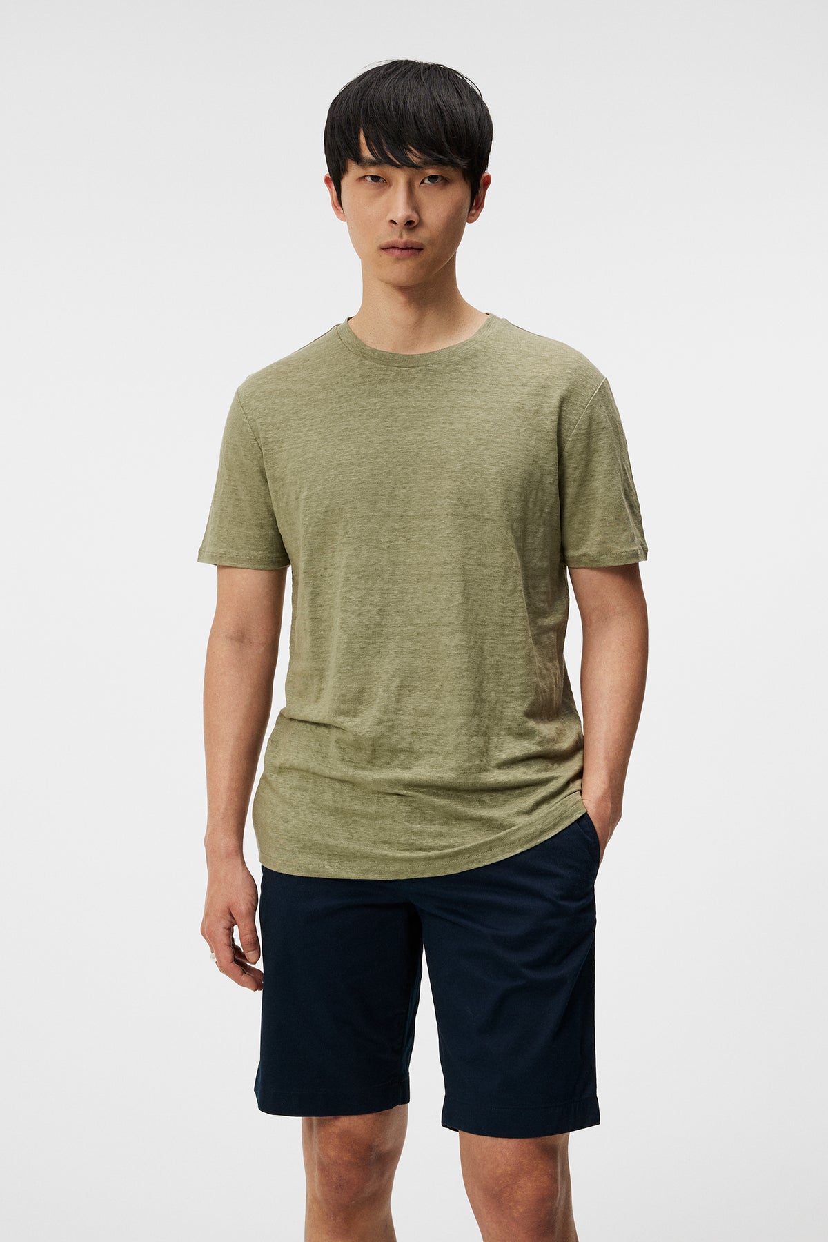 Coma Linen Tee in Oil Green by J.Lindeberg