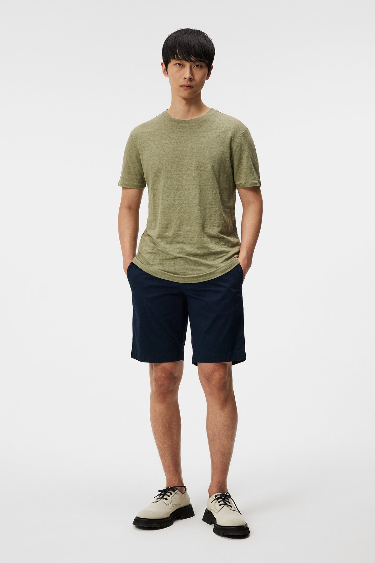 Coma Linen Tee in Oil Green by J.Lindeberg