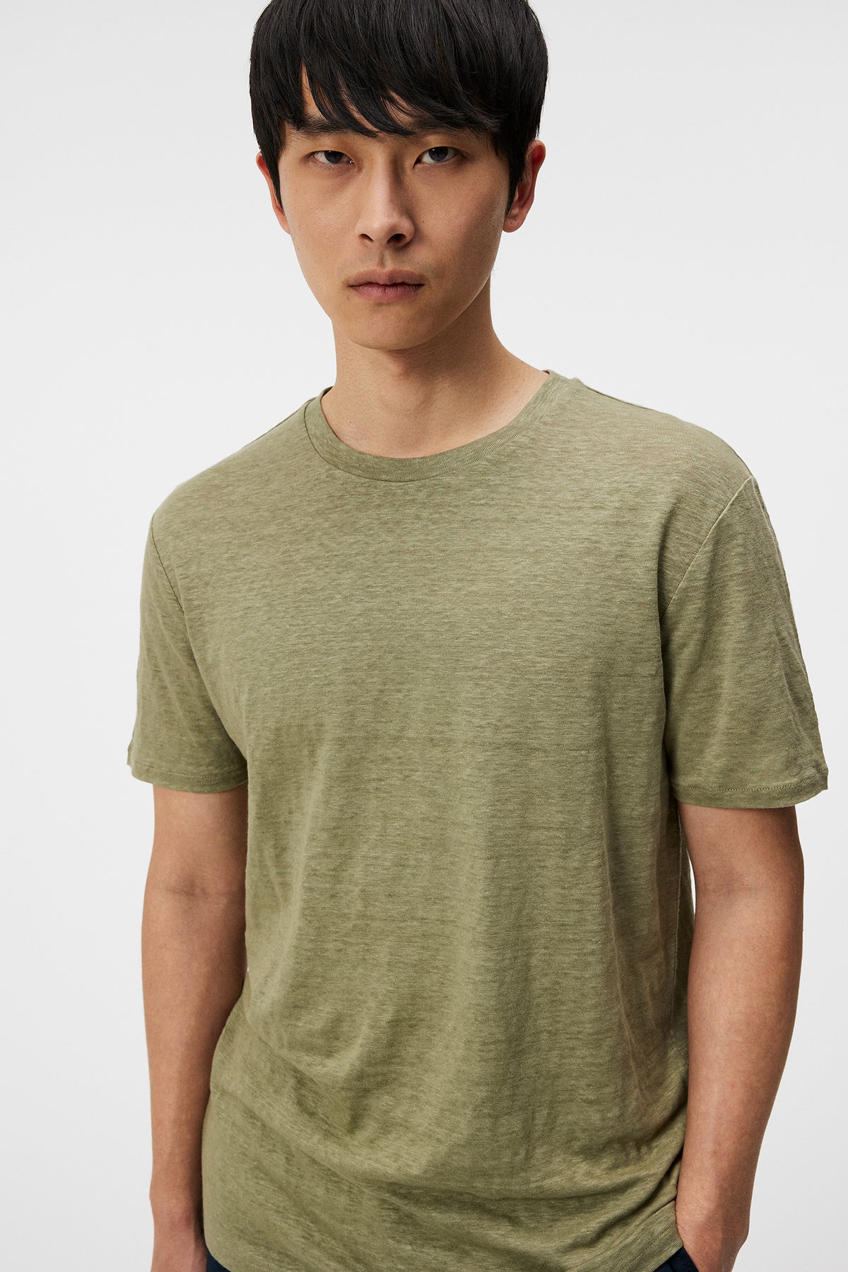 Coma Linen Tee in Oil Green by J.Lindeberg
