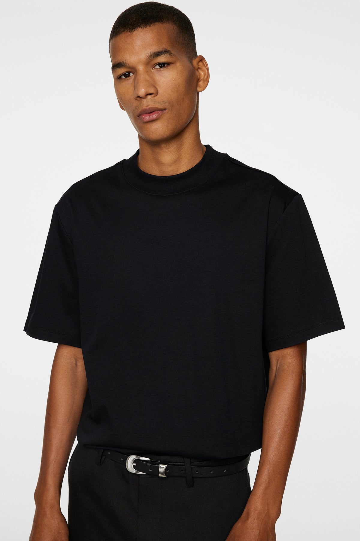 Ace Mock Neck T-Shirt in Black by J.Lindeberg