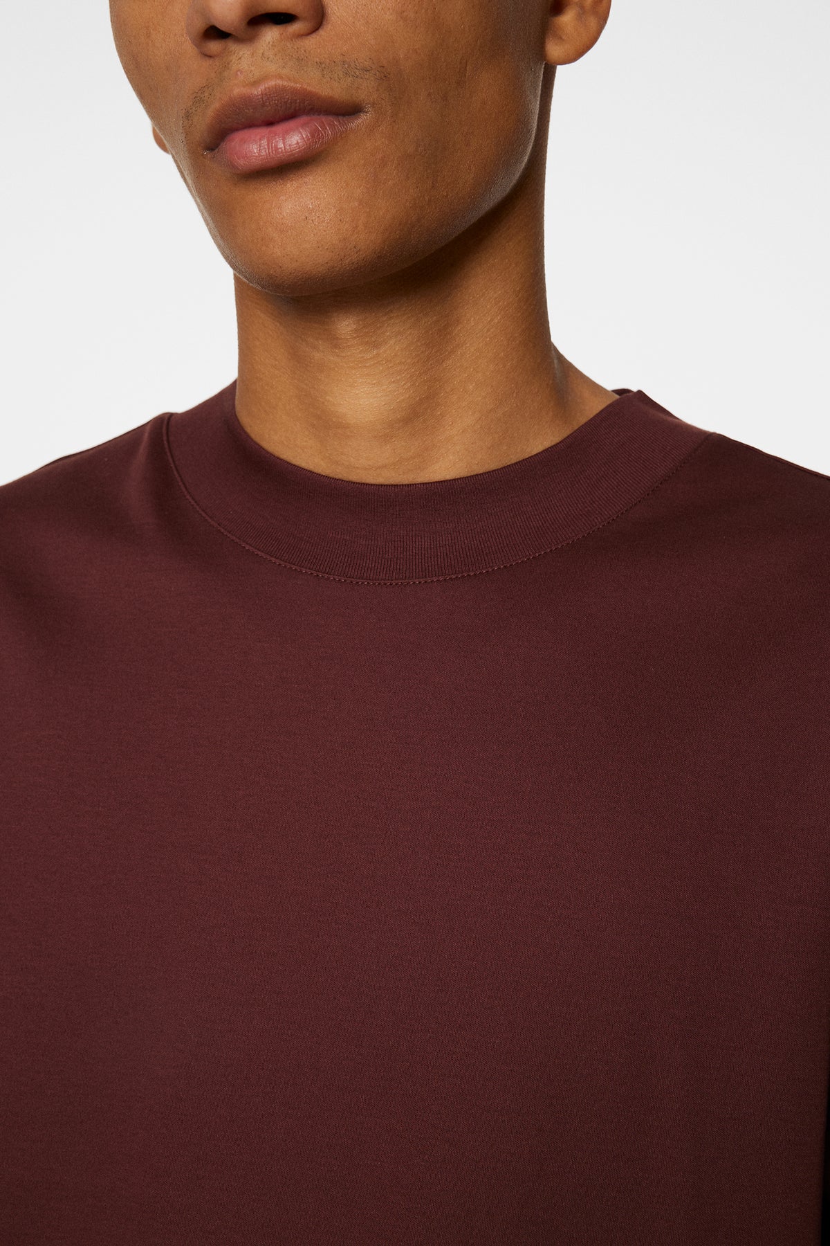 Ace Mock Neck LS T-Shirt in Bitter Chocolate by J.Lindeberg