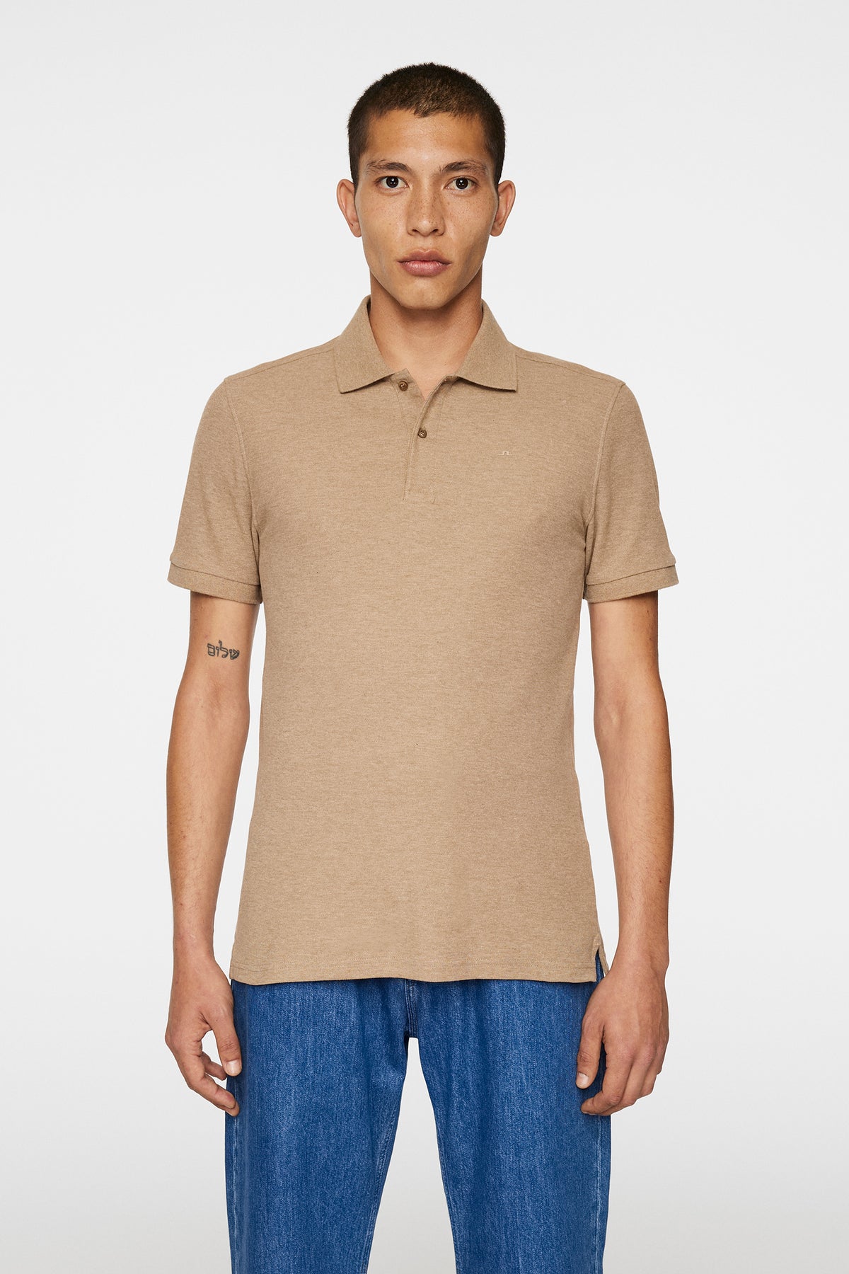 Troy Polo Shirt Seasonal Pique in Tiger Brown Melange by J.Lindeberg