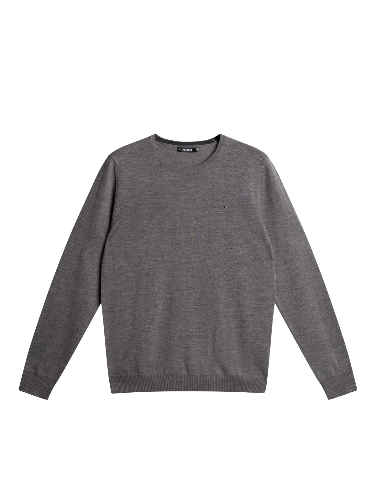 Lyle Merino Crew Neck Sweater in Grey Melange by J.Lindeberg