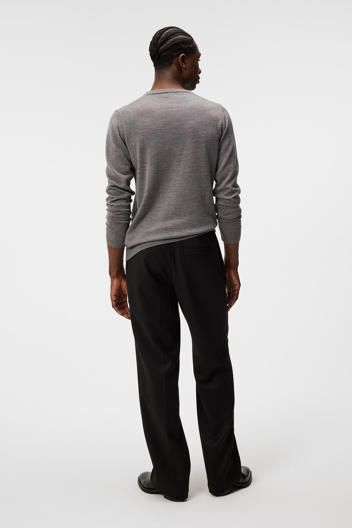 Lyle Merino Crew Neck Sweater in Grey Melange by J.Lindeberg