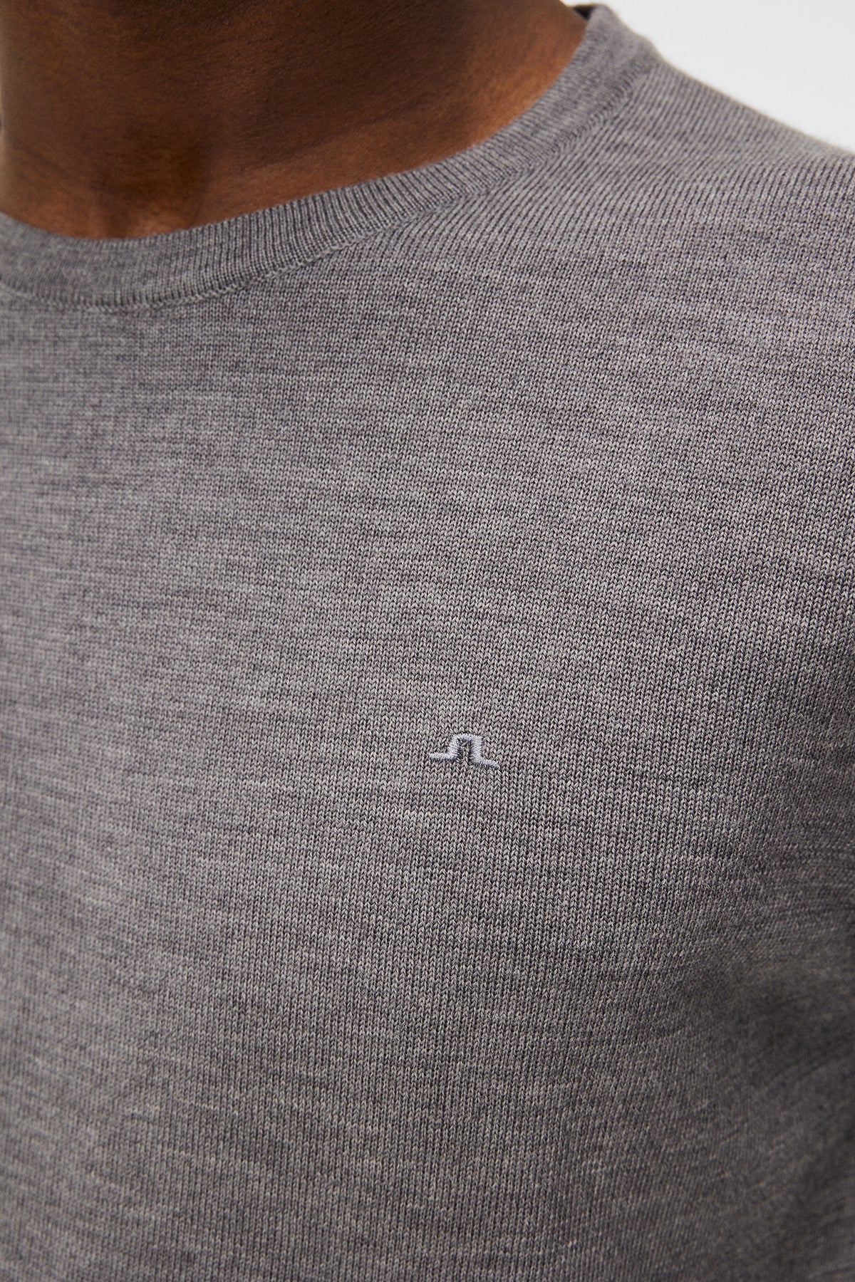 Lyle Merino Crew Neck Sweater in Grey Melange by J.Lindeberg