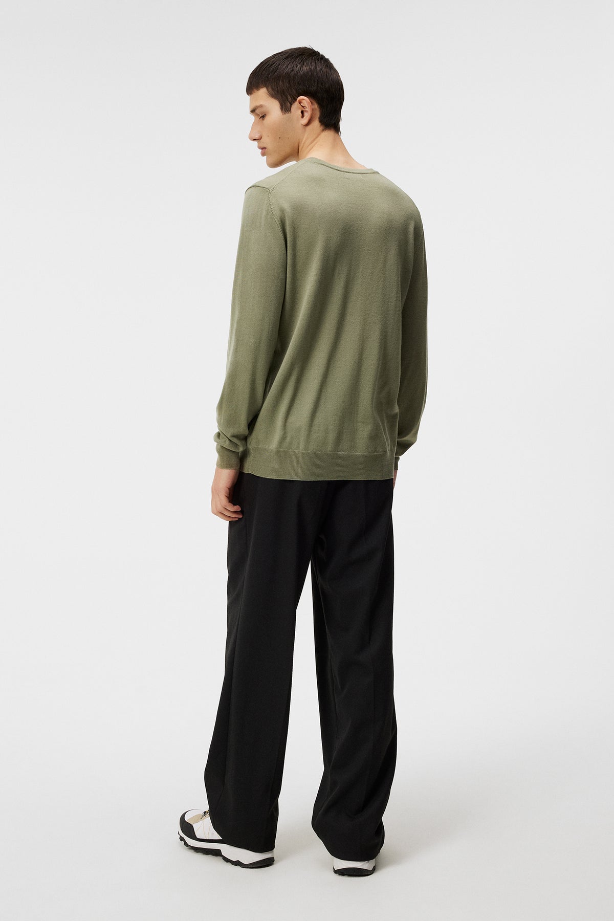 Lyle Light Merino Sweater in Oil Green by J.Lindeberg