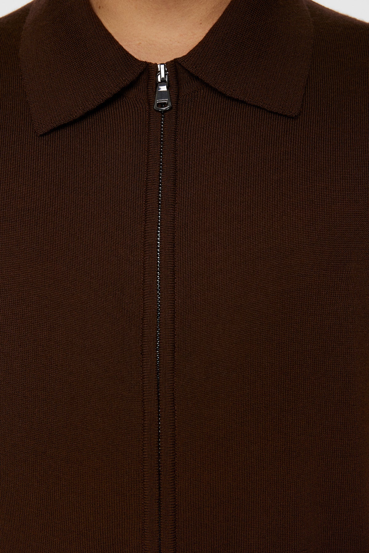 Kaleb Merino Zip Cardigan in Bitter Chocolate by J.Lindeberg