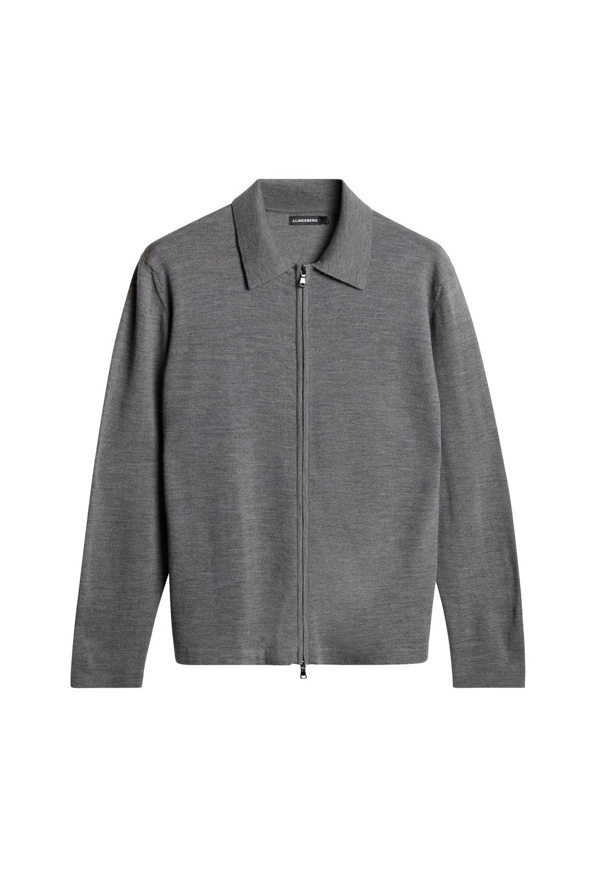 Kaleb Merino Zip Cardigan in Mid Grey Melange by J.Lindeberg