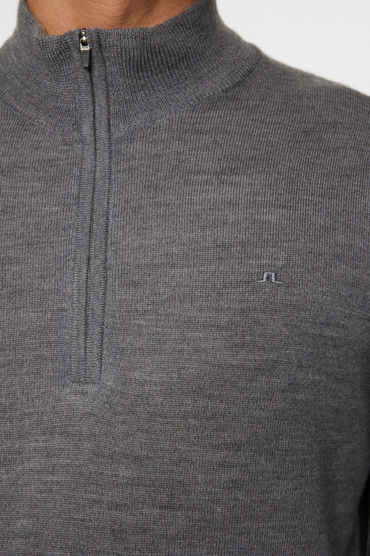 Kiyan Quarter Zip Sweater in Mid Grey Melange by J.Lindeberg