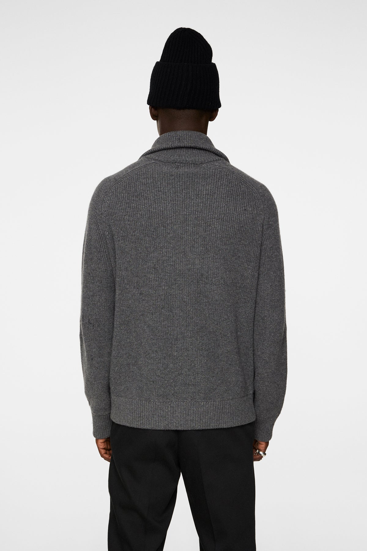 Wilmer Quarter Zip Knit in Mid Grey Melange by J.Lindeberg