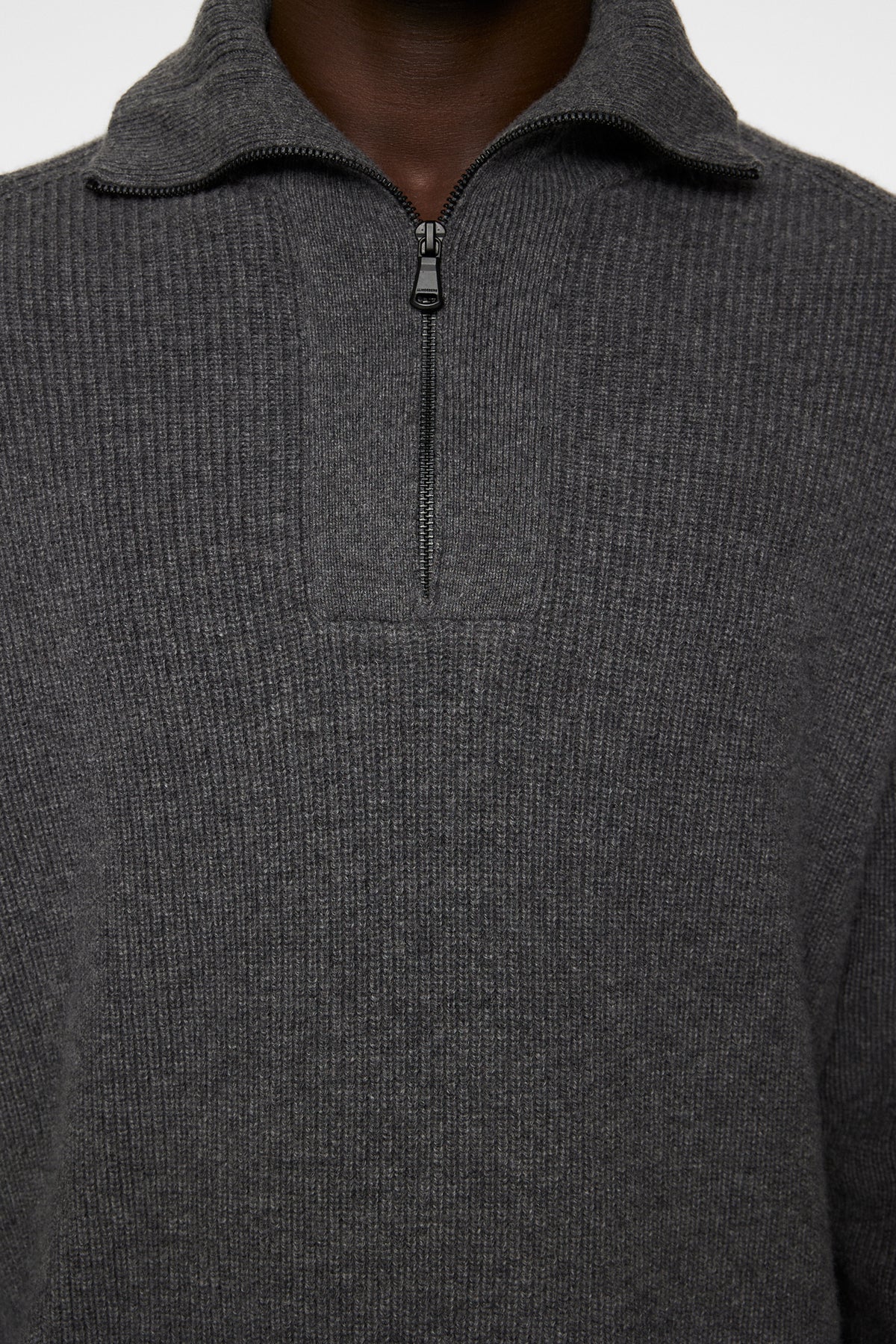 Wilmer Quarter Zip Knit in Mid Grey Melange by J.Lindeberg