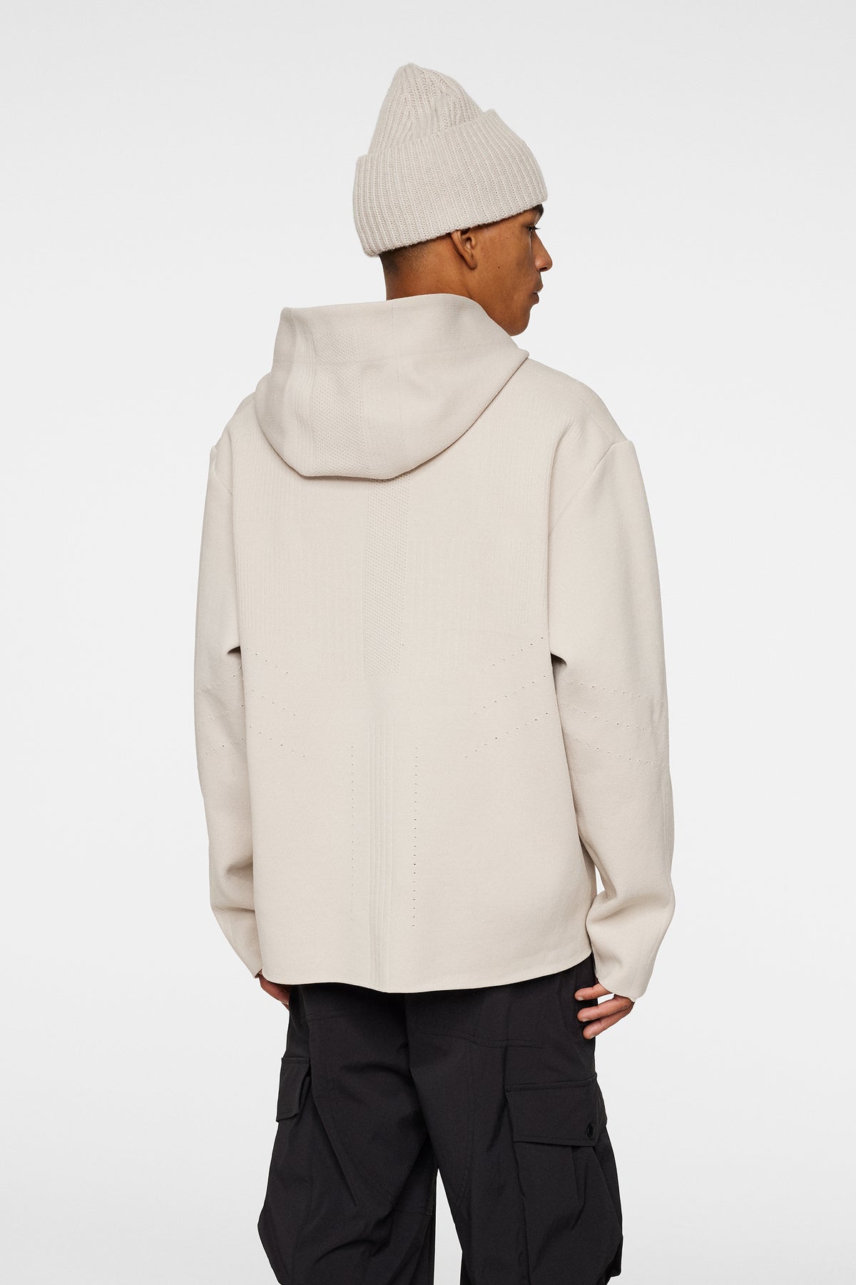 Matt Tech Knit Hood in Moonbeam by J.Lindeberg