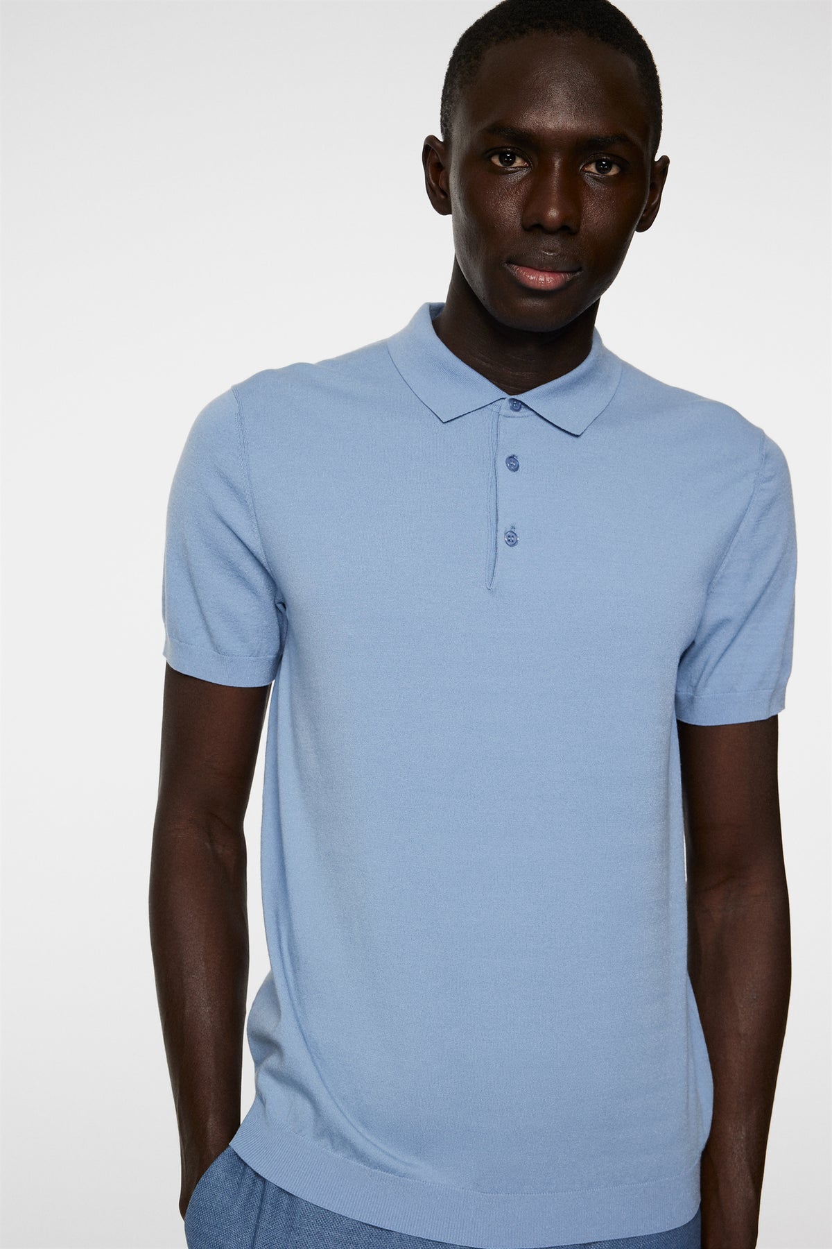 Ridge Knitted Polo in Rain Washed by J.Lindeberg
