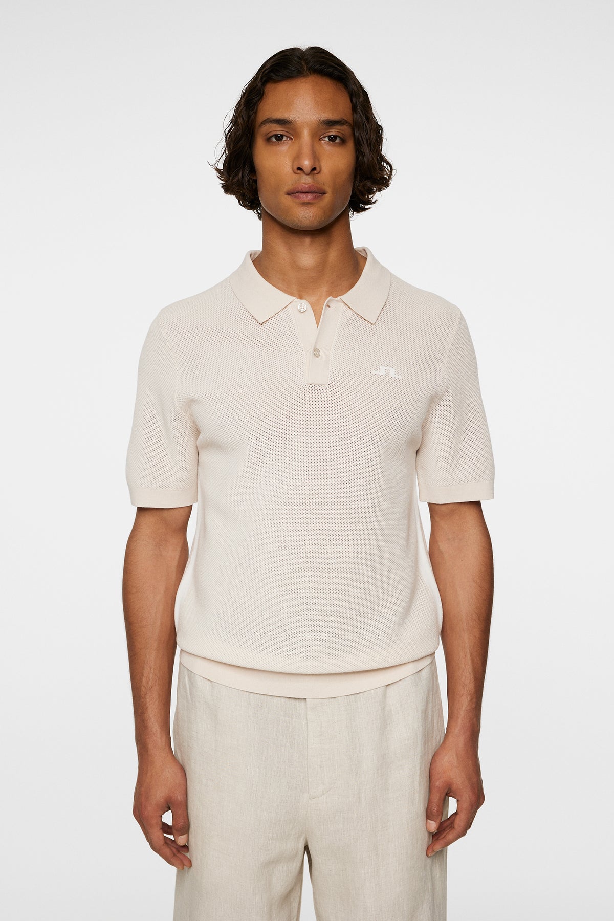 Reymond Structure Knit Polo in Moonbeam by J.Lindeberg