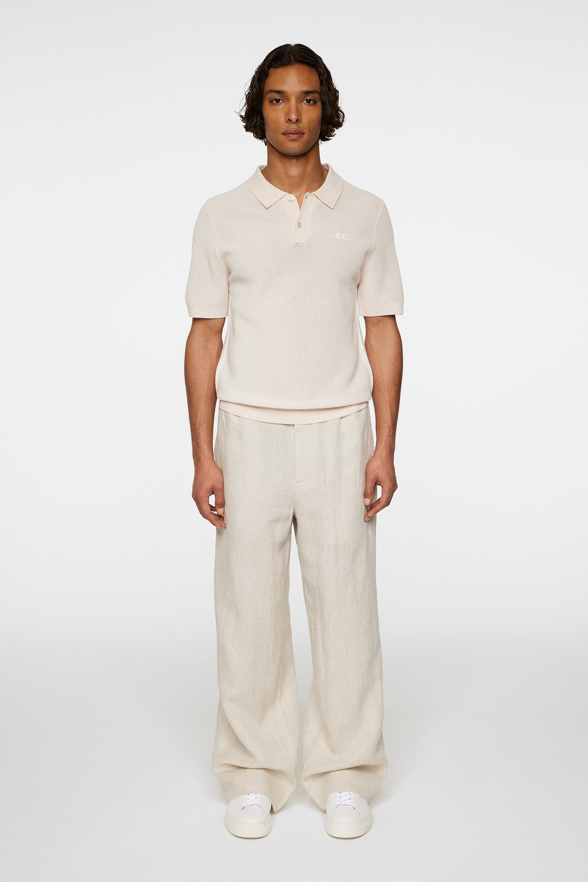 Reymond Structure Knit Polo in Moonbeam by J.Lindeberg