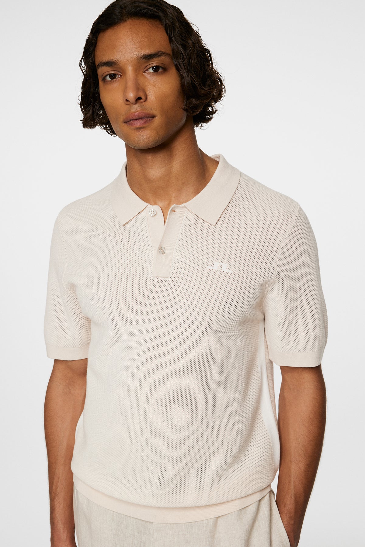 Reymond Structure Knit Polo in Moonbeam by J.Lindeberg