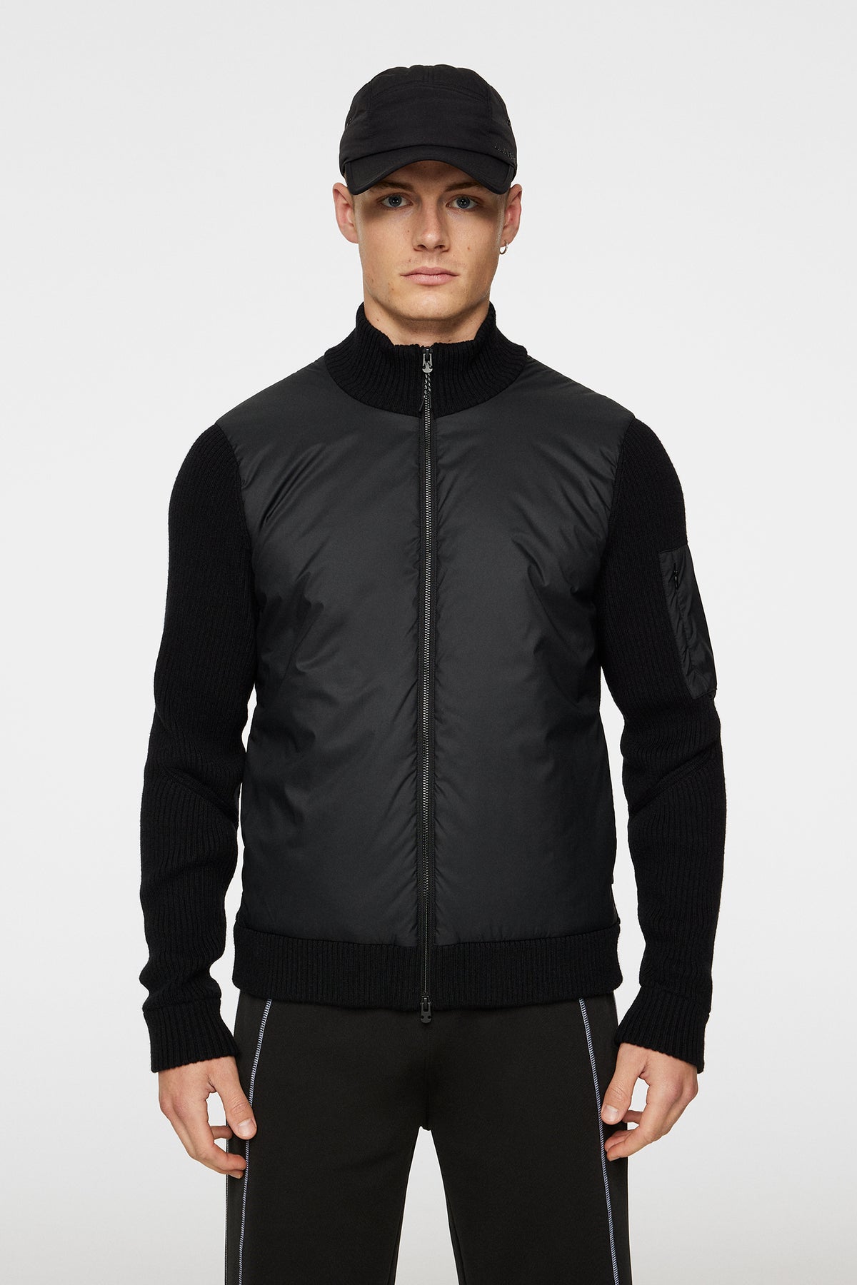 Beck Knitted Hybrid Jacket in Black by J.Lindeberg