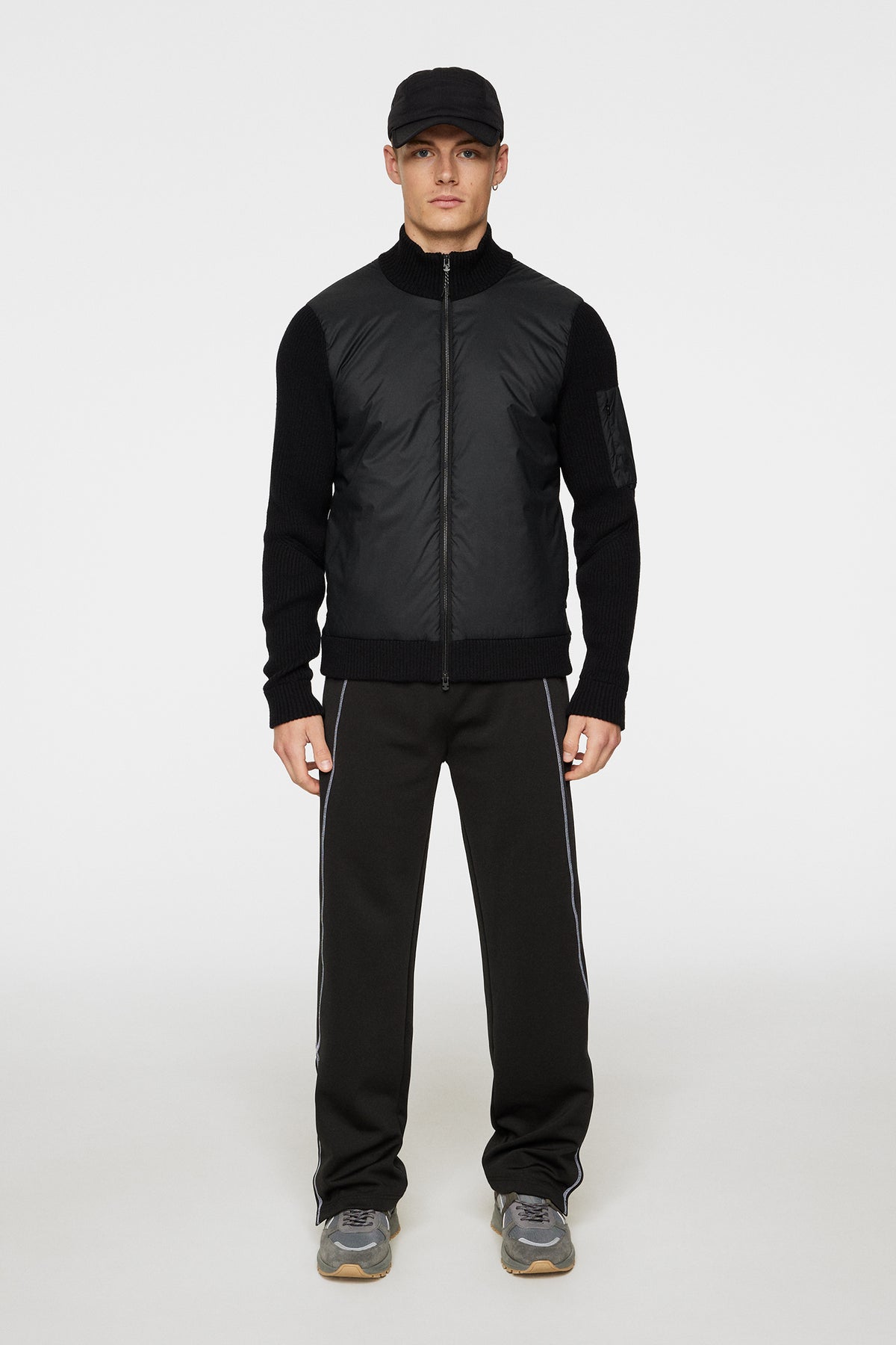 Beck Knitted Hybrid Jacket in Black by J.Lindeberg