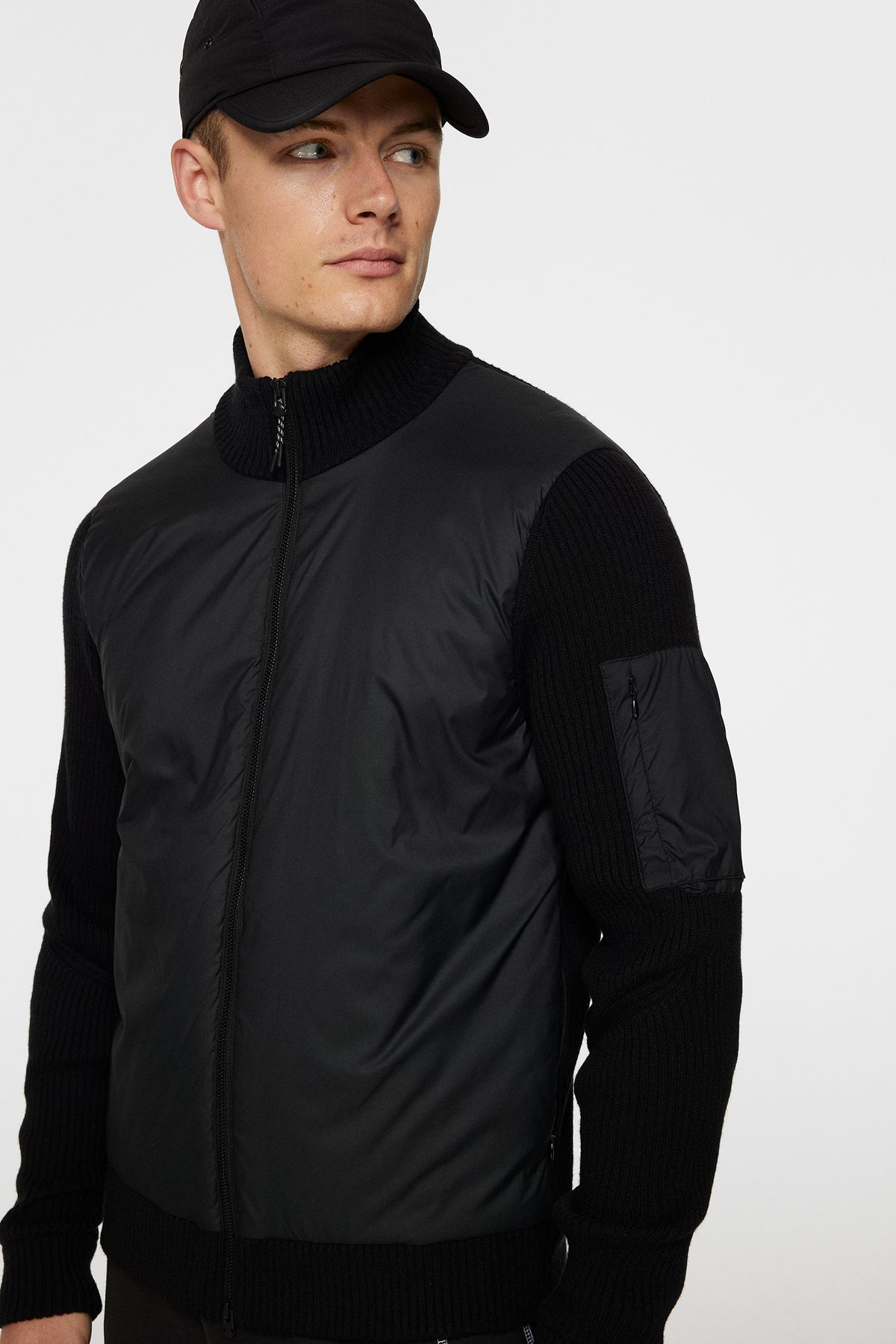 Beck Knitted Hybrid Jacket in Black by J.Lindeberg