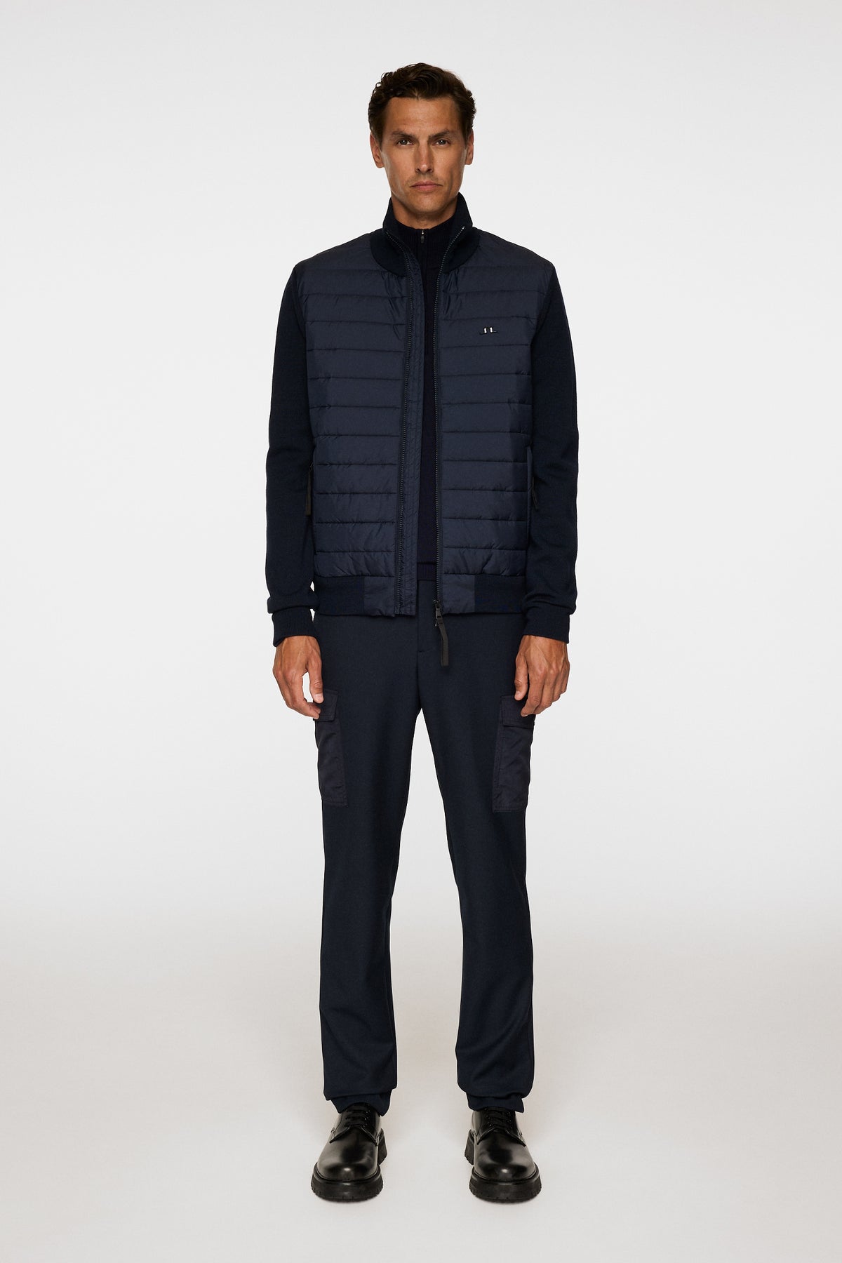 Bodie Knitted Hybrid Jacket in JL Navy by J.Lindeberg