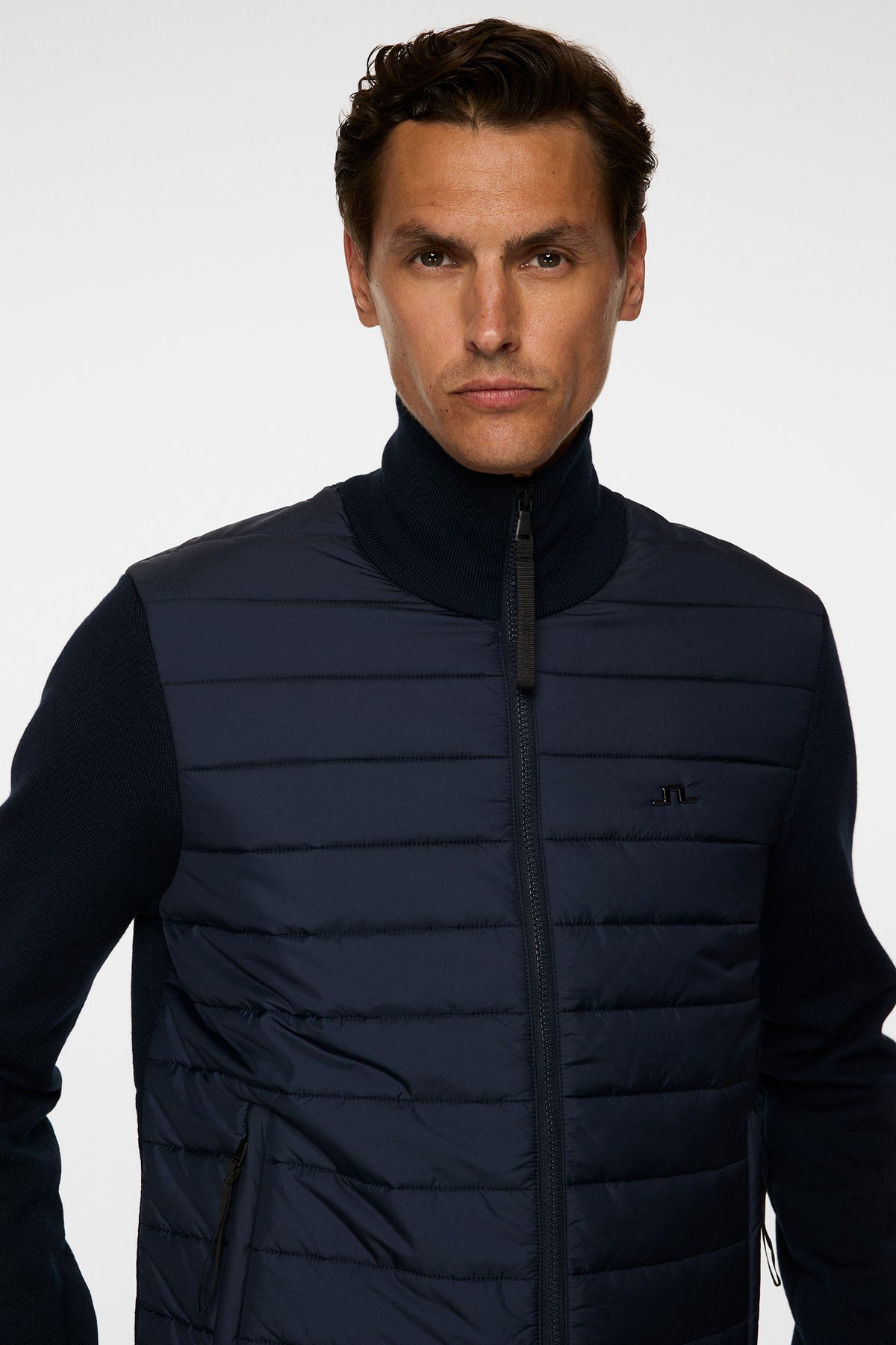 Bodie Knitted Hybrid Jacket in JL Navy by J.Lindeberg