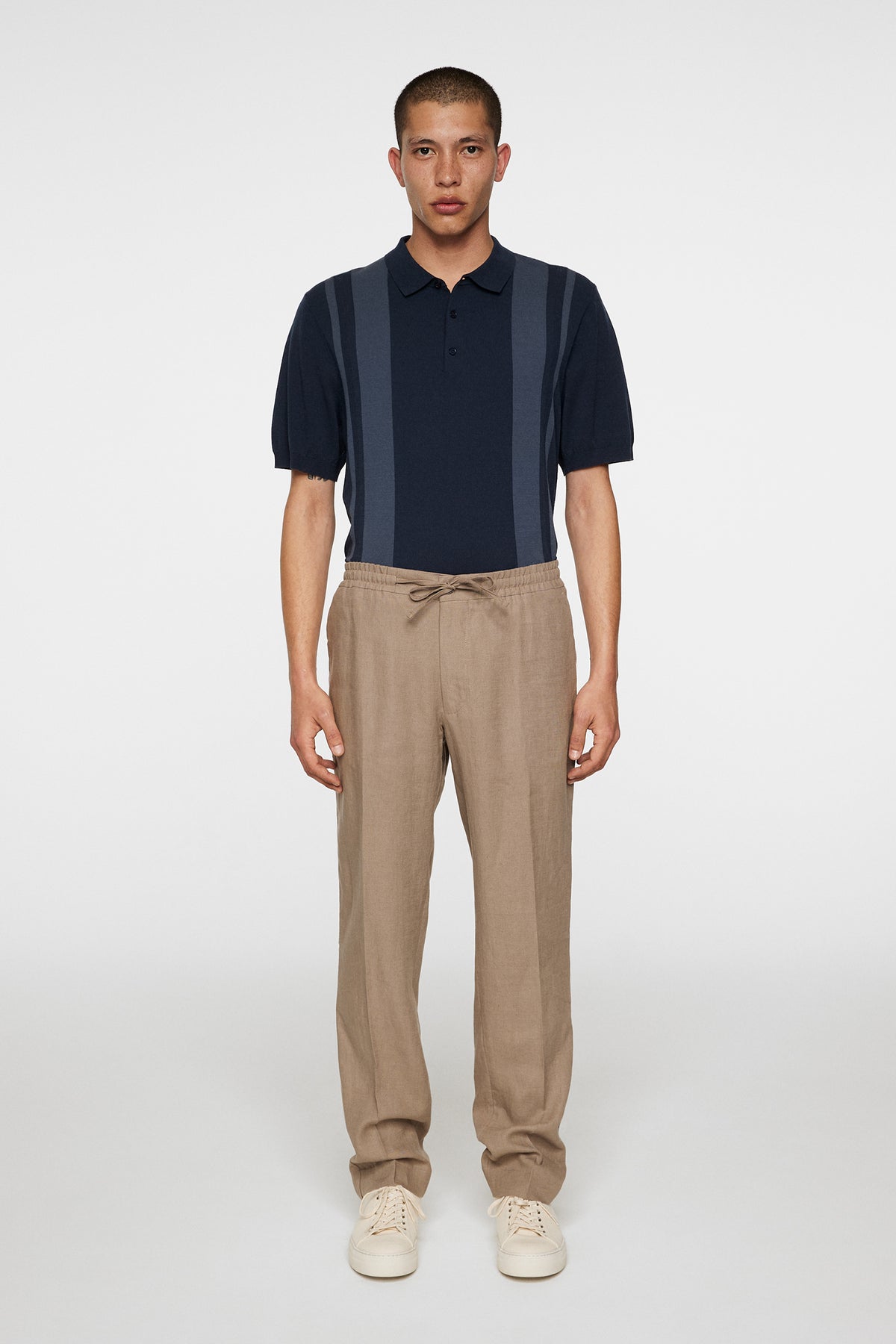 Reymond Stripe Knit Polo in JL Navy by J.Lindeberg